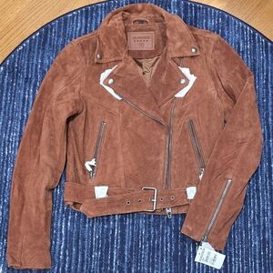 NWT Blank NYC Women's Rust Suede Moto Jacket